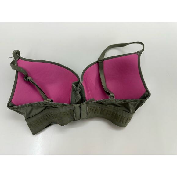 PINK Womens Bra Size 32D Wear Everywhere Push Up Green Logo Band Adjustable - Picture 6 of 8
